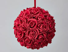  Foam Rose Pomander Flower Kissing Ball 10" Red