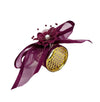 Burgundy Ribbon Flower with Pearl Napkin Ring (12 Pieces)