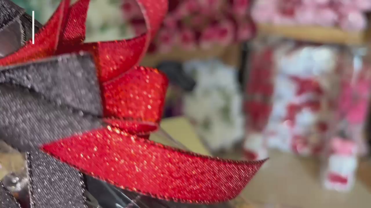5/8" Shimmering Metallic Edge Ribbon Red (25 Yards)