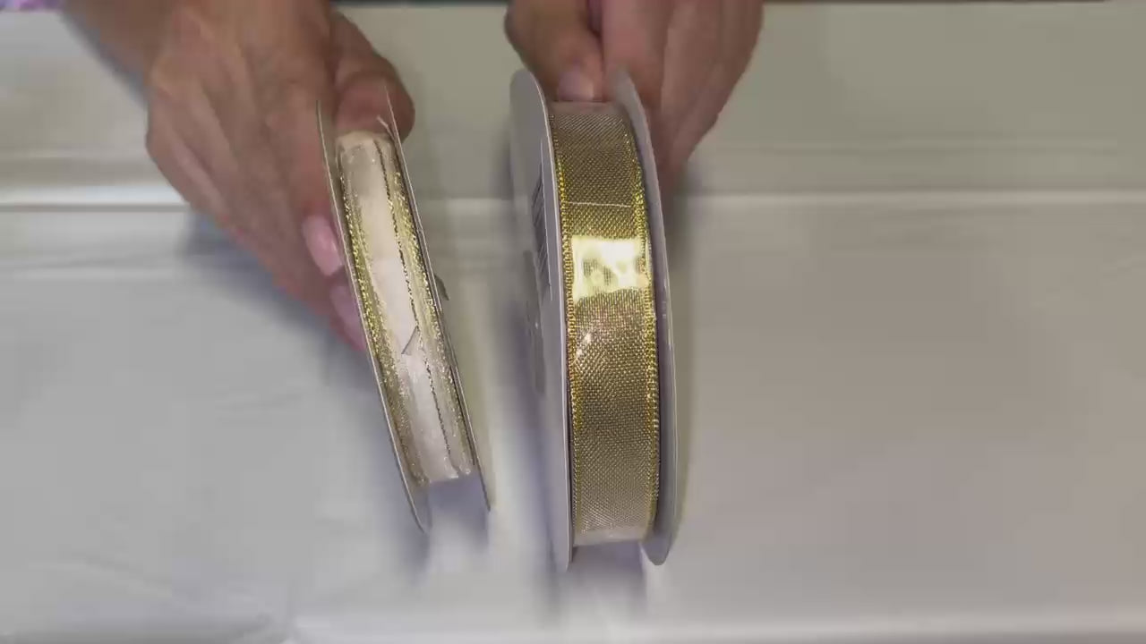 5/8" Metallic Nylon Wired Ribbon Gold (25 Yards)