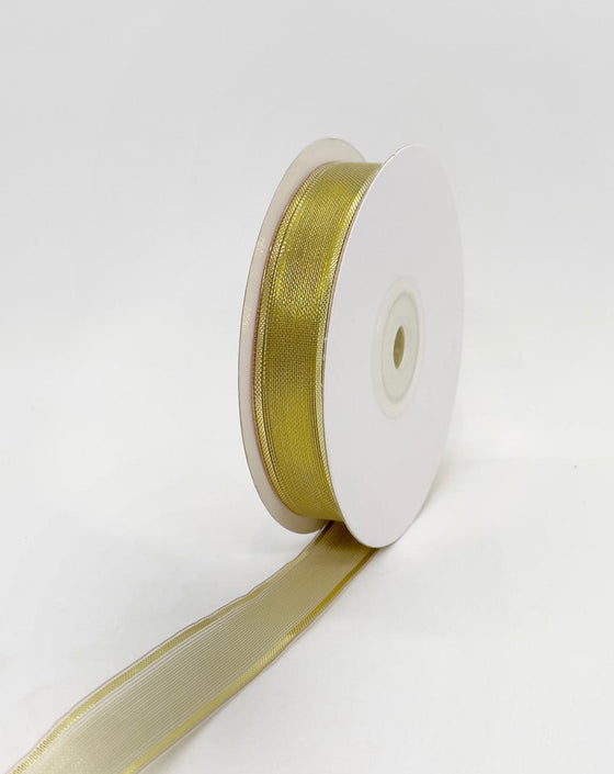 5/8" Metallic Nylon Wired Ribbon Gold (25 Yards)