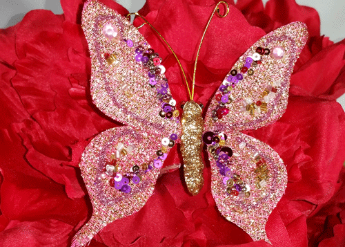 Metallic Nylon Butterfly With Clip pastel pink(12 pieces)