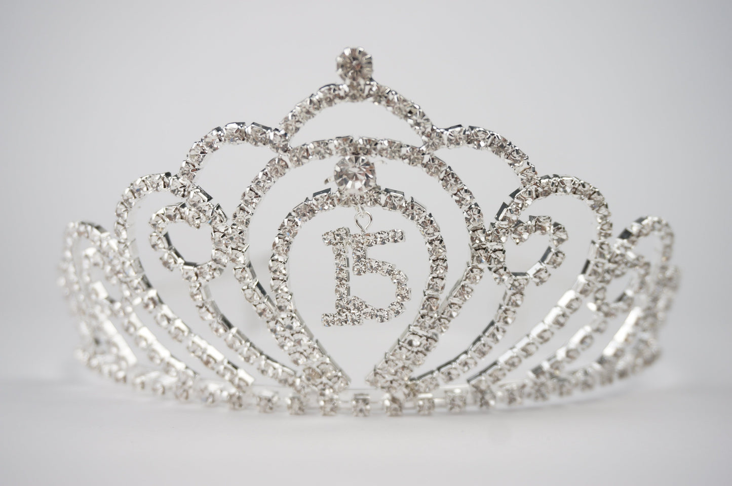 Rhinestone 15 Birthday Tiara with Combs Metal Hair Accessories