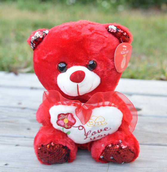 10" Valentine Bear with I Love You Heart Red (1 Piece)