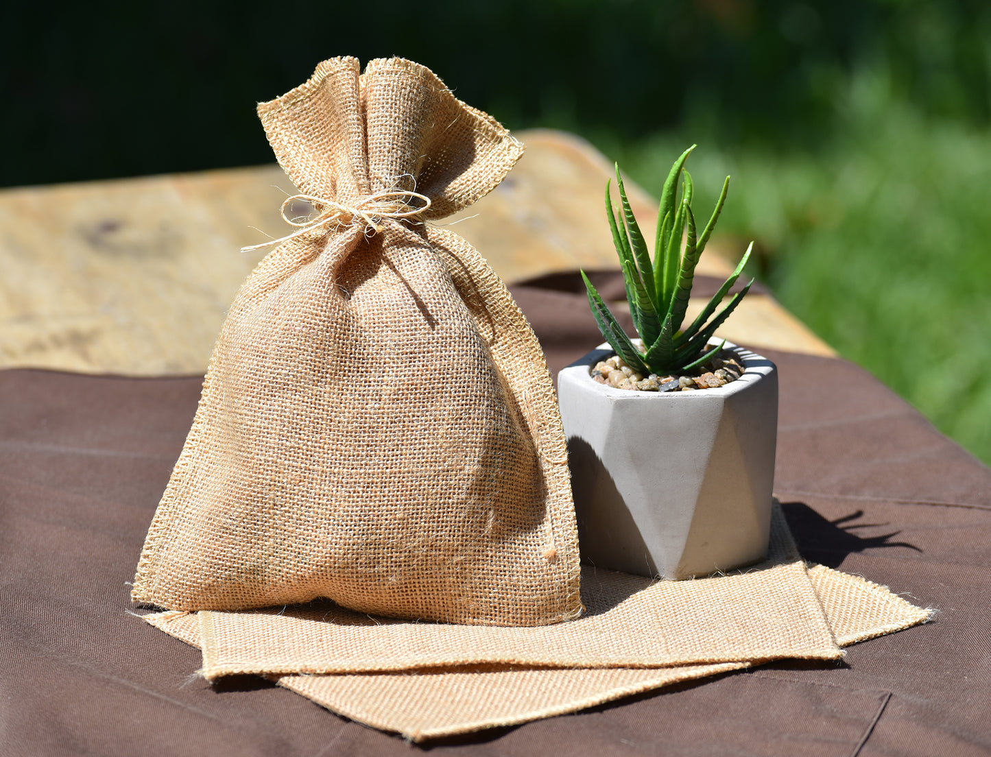 Natural Jute Burlap Pouch 7.25
