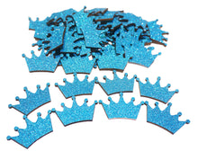  100Pcs Mini Glitter Wood Princess Crown Turquoise for Baby Shower Wedding Birthday Party Decorations