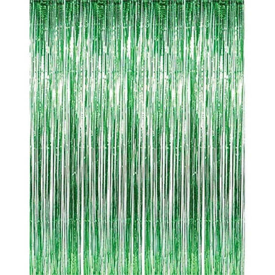 Green Metallic Foil Party Tassel Curtain Fringe Wall Decoration Hanging 3'x 8'