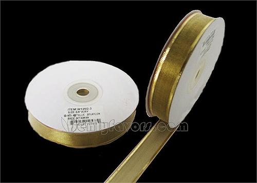5/8" Metallic Nylon Wired Ribbon Gold (25 Yards)