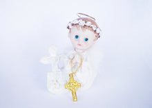  Praying Baby Angel with a Silver Cross and Feather Wings White (12 Pieces)