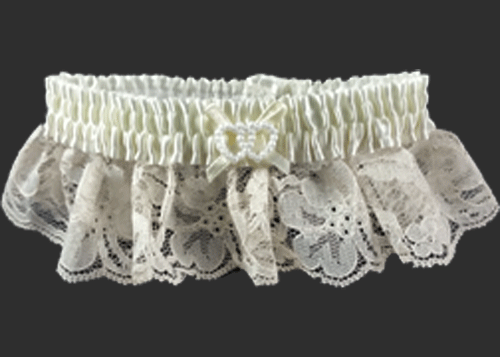 Lace And Satin Wedding Garter Ivory