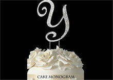  4-1/2" Large Letter Y Rhinestone Cake Topper Silver