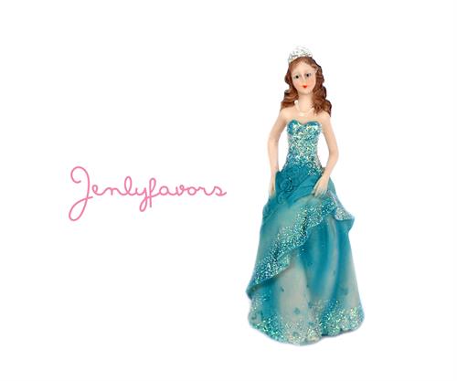 Mis Quince Anos and Sweet 16  6.5 inches Turquoise Cake Topper Doll (12 Pieces)