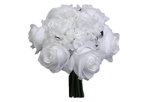 Rose Hydrangea Silk Flower Bouquet White
