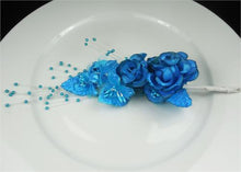  Satin Head Piece Flower - Turquoise 1 Doz