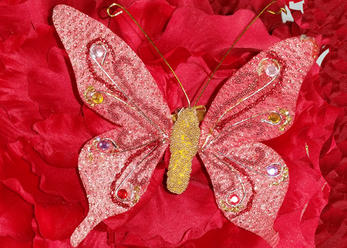 Glittering Nylon Decorative Butterflies Red (12 pieces)