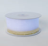 White 1-1/2" Sheer Organza Capia Pull Bow Ribbon with Gold Edge 25 Yards