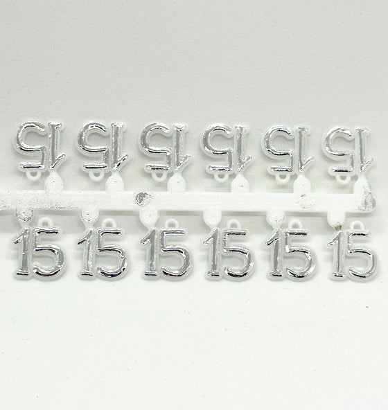 5/8 Inch 15 Quinceanera Silver Plastic Charm (144 Pcs)
