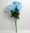 7 Heads Light Blue Artificial Closed Rose Bush (12 Bushes)