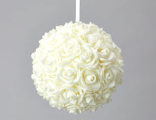  Foam Rose Pomander Flower Kissing Ball 10" Ivory