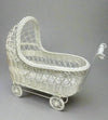 11'' Wicker Baby Carriage - Baby Shower Centerpiece White