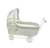 11'' Wicker Baby Carriage - Baby Shower Centerpiece White