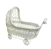 11'' Wicker Baby Carriage - Baby Shower Centerpiece White