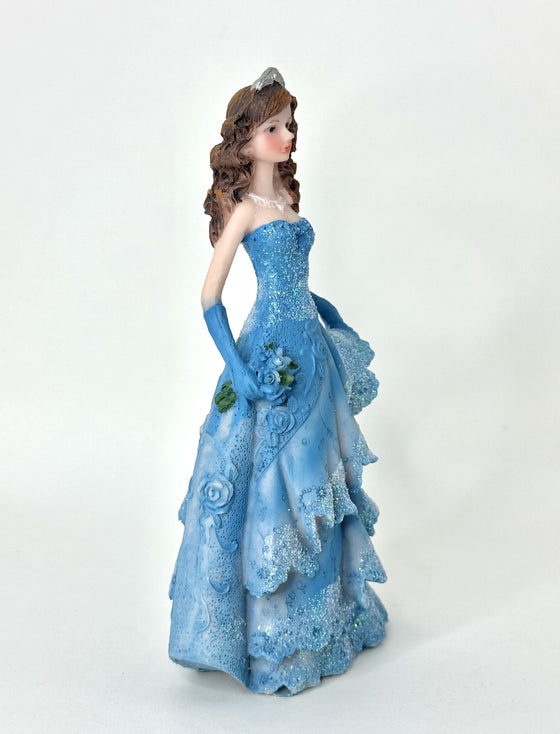 Charming 8-Inch Turquoise Princess Figurine Cake Topper for Celebrations