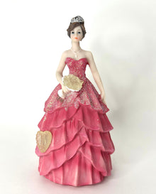  LED Charming 8-Inch Fuchsia Quinceañera Princess Figurine Cake Topper for Celebrations