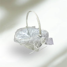  10" X 8" Oval Venetian Flower Girl Basket with Organza Edge White