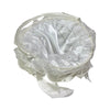 10" X 8" Oval Venetian Flower Girl Basket with Organza Edge White