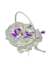 10" X 8" Oval Venetian Flower Girl Basket with Organza Edge White