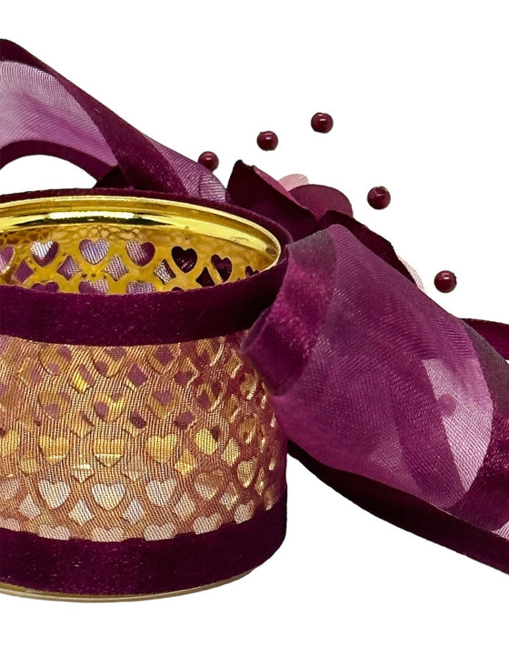 Burgundy Ribbon Flower with Pearl Napkin Ring (12 Pieces)