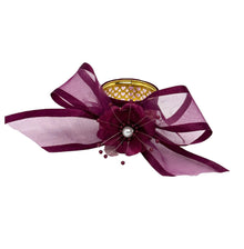  Burgundy Ribbon Flower with Pearl Napkin Ring (12 Pieces)
