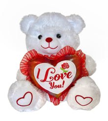  15" Musical Valentine Bear White with I Love You Heart & Light up cheek