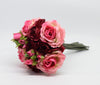 Rose Artificial Silk Flower Bouquet Burgundy