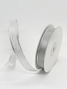  5/8" Metallic Nylon Wired Ribbon Silver (25 Yards)