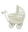 9 1/2'' Wicker Baby Carriage - Baby Shower Centerpiece White