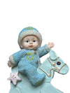 Blue Baby Boy with Rocking Horse Statue ( 6 inch )