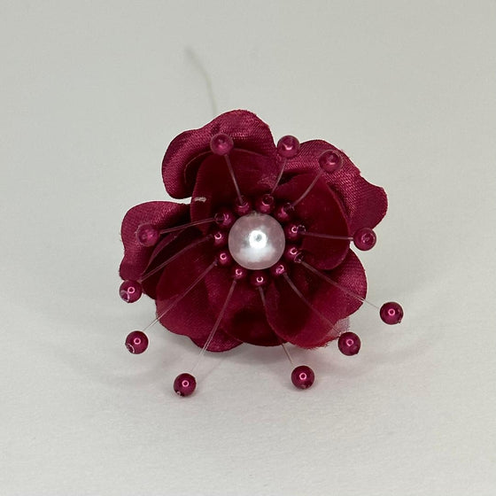 Organza and Satin Flower with Pearl Spray Burgundy (72 Flowers)