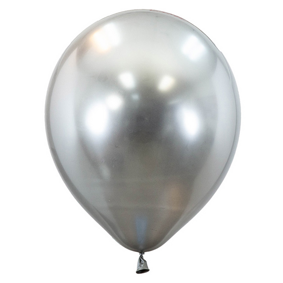 5 Inch Chrome Latex Balloons Silver (50 Balloons)