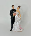 7" Poly Resin Wedding Cake Topper Couple with Flower Bouquet (1 Piece)