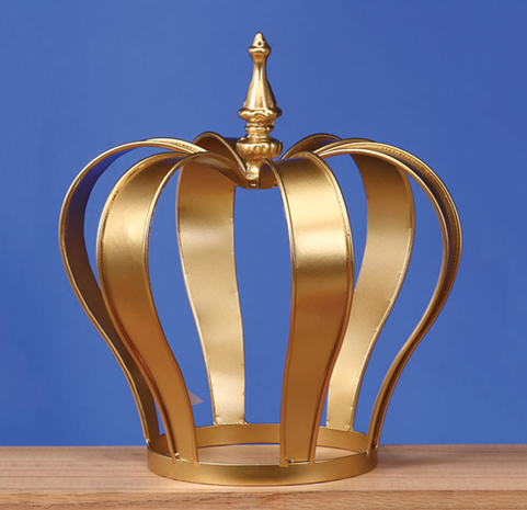 10.5 Inch Gold Wired Metal Crown Stand Party Decoration Centerpiece