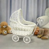 9 1/2'' Wicker Baby Carriage - Baby Shower Centerpiece White