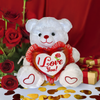 15" Musical Valentine Bear White with I Love You Heart & Light up cheek