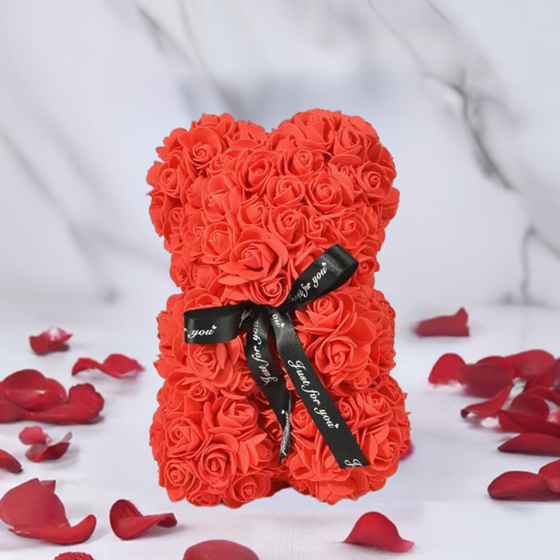 9.5" Valentine Foam Rose Teddy Bear Red