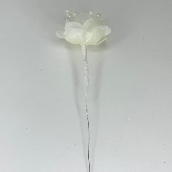 Organza and Satin Flower with Pearl Spray Ivory(72 Flowers)