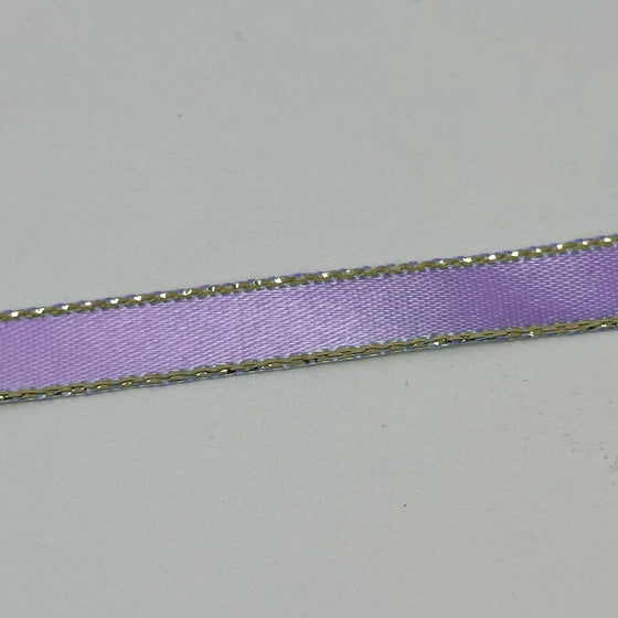 3/8" Double Face Satin Ribbon with Gold Edge Lavender 50 Yards