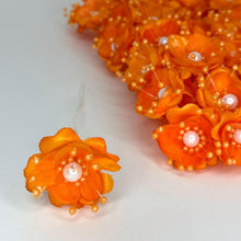  Organza and Satin Flower with Pearl Spray Orange(72 Flowers)