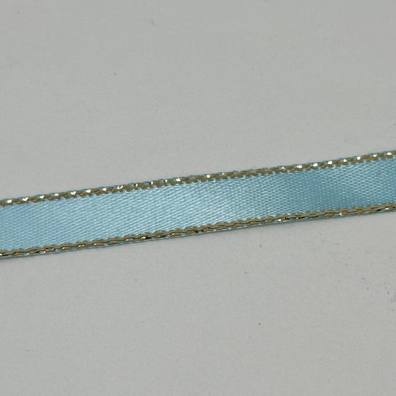 3/8" Double Face Satin Ribbon with Gold Edge Pastel Blue 50 Yards