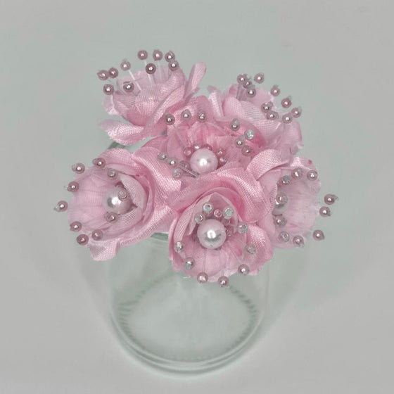 Organza and Satin Flower with Pearl Spray Pink(72 Flowers)